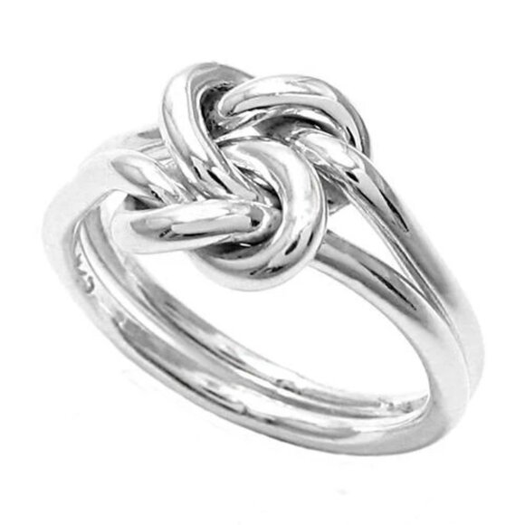 Ladies' Tangled Double Love Knot Ring in Sterling Silver - Picture 1 of 2
